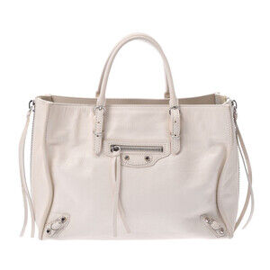 BALENCIAGA The Paper Bag Ivory White Calfskin Handbag